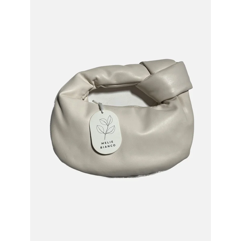 Melie Bianco Brigitte Mini Satchel Women OS Cream Knotted Vegan Leather Hobo Bag